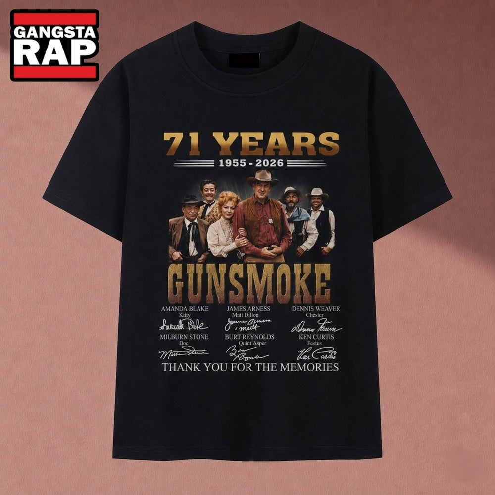 Gunsmoke TV Show 71 Years 1955 2026 Cast Signatures T Shirt, Music 2D Shirt