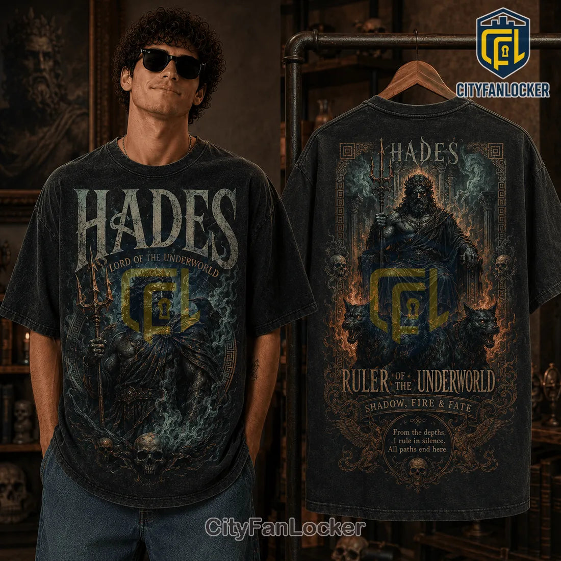 Hades God of the Underworld Ceramic Black T-Shirt