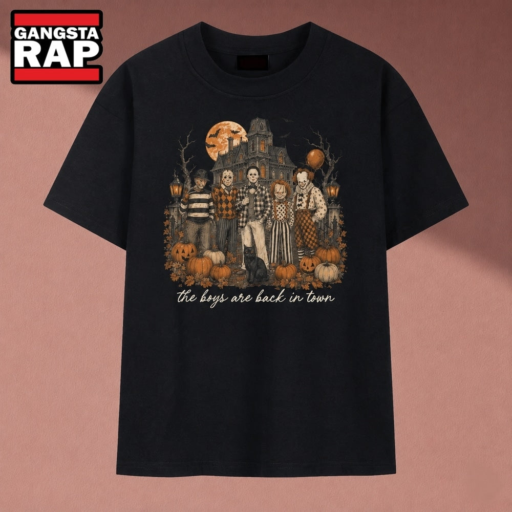 Halloween Horror Characters The Boys Are Back In Town Vintage T Shirt, Music 2D Shirt