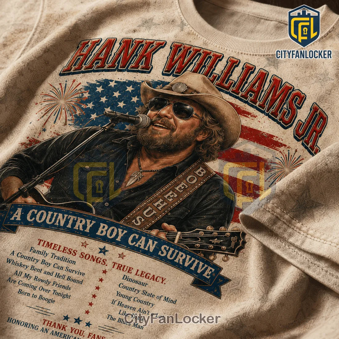 Hank Williams Jr. America 250 Commemorative Anniversary T-Shirt