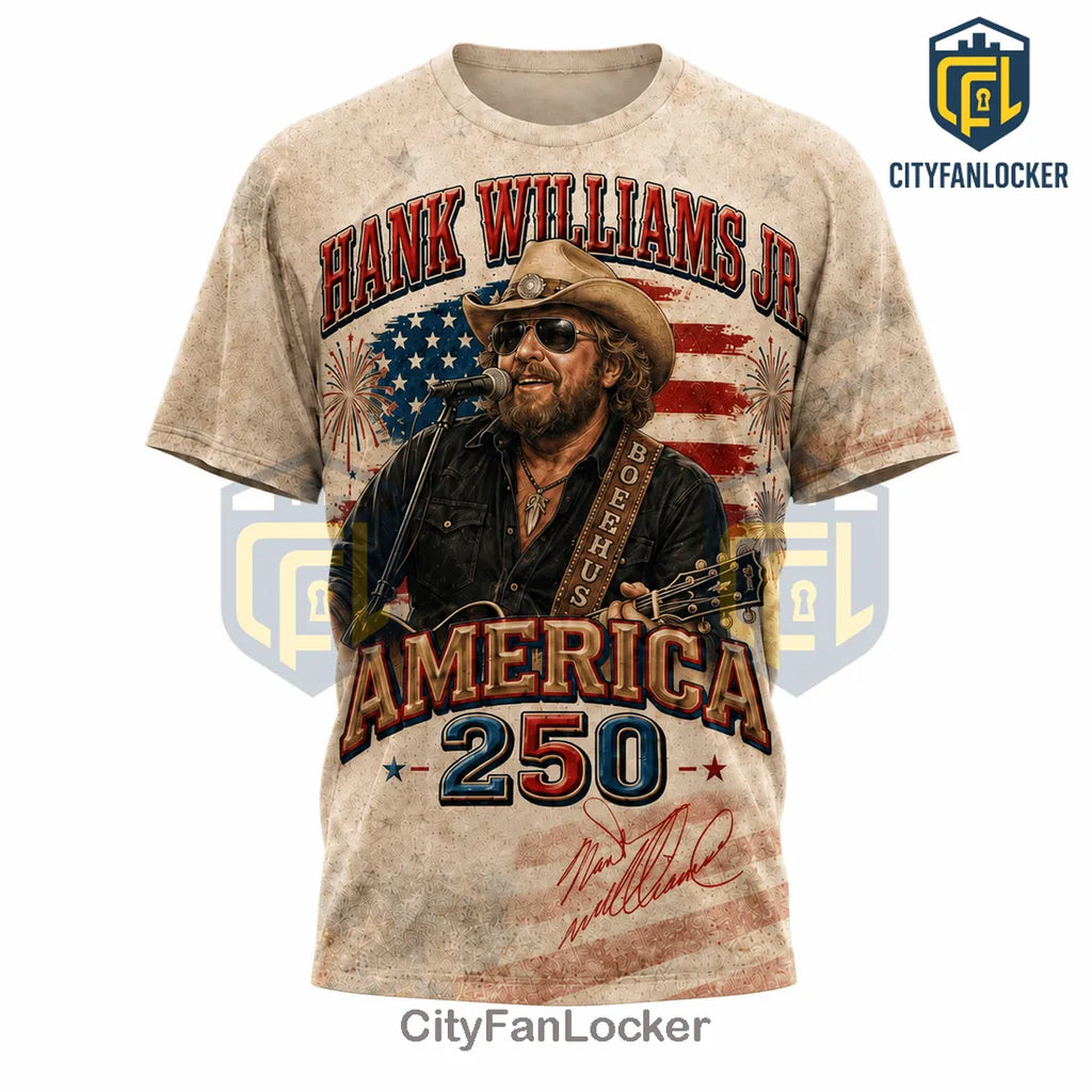 Hank Williams Jr. America 250 Commemorative Anniversary T-Shirt