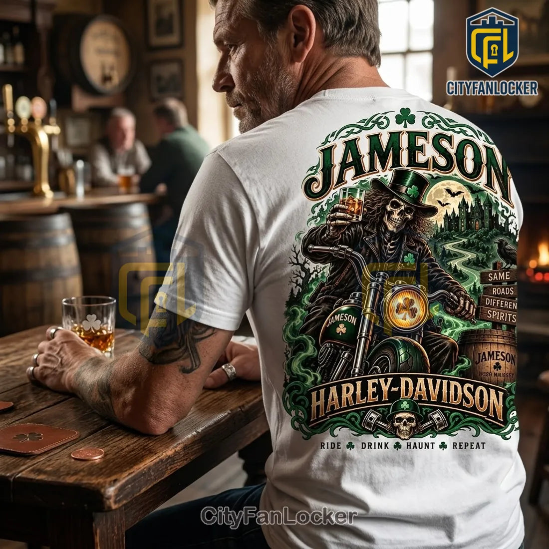 Harley-Davidson Jameson Shamrock Skeleton T-Shirt