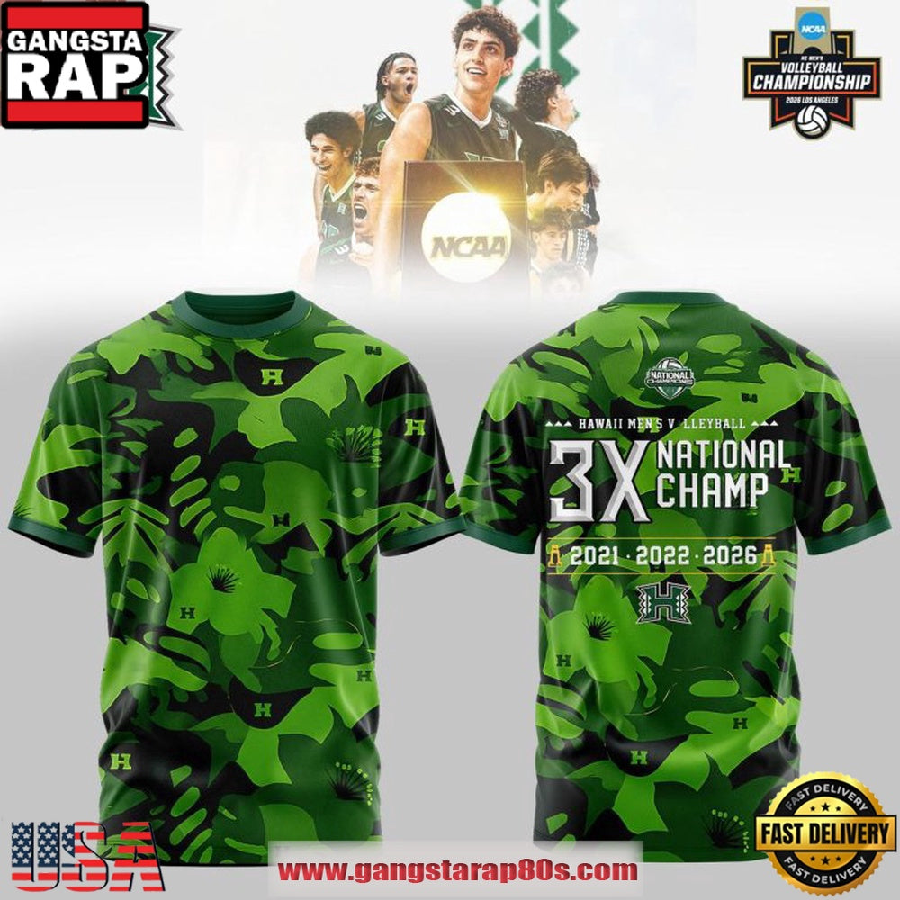 Hawaii Rainbow Warriors 2026 Camo NCAA Volleyball National Champions T Shirt
