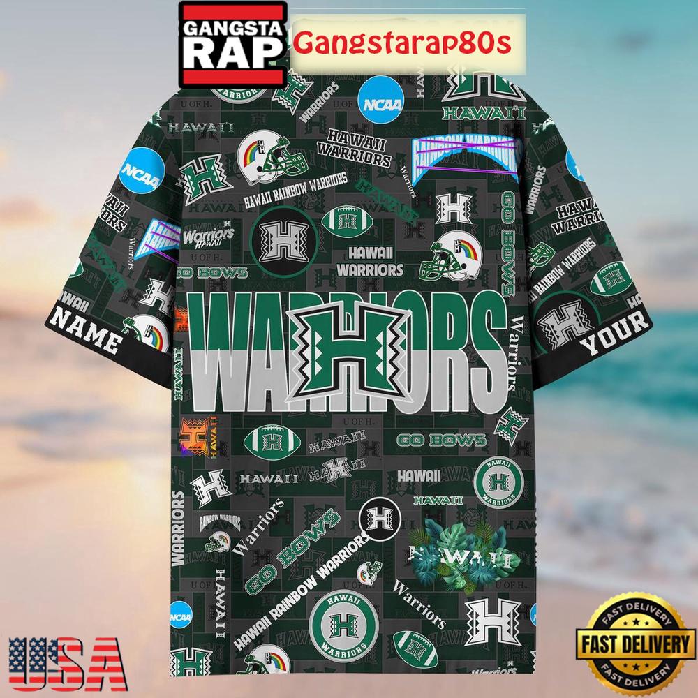 Hawaii Rainbow Warriors Solgan Go Bows True Fan Spirit Custom Name Aloha Hawaiian Shirt
