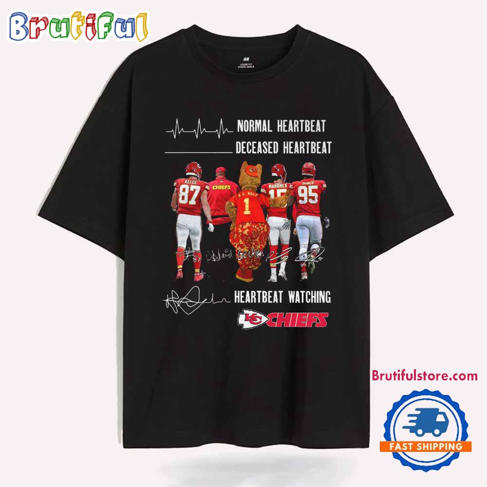 Heartbeat Watching Kansas City Chiefs 2025 Graphics Signature Team Design T Shirt