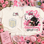 Hello Kitty Black Cat Breast Cancer Awareness Shirt