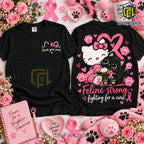 Hello Kitty Black Cat Breast Cancer Awareness Shirt