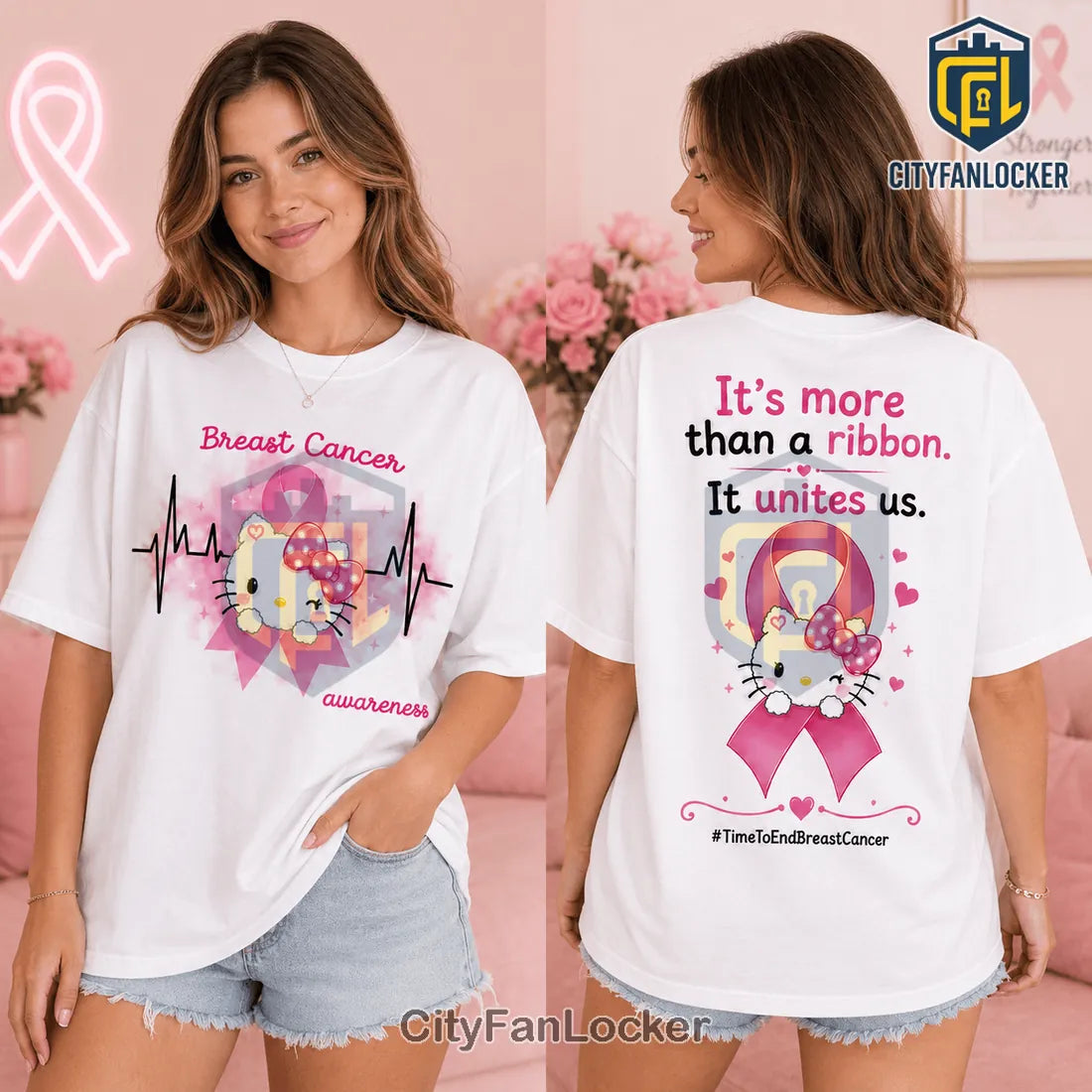 Hello Kitty Breast Cancer Awareness Pink T-Shirt