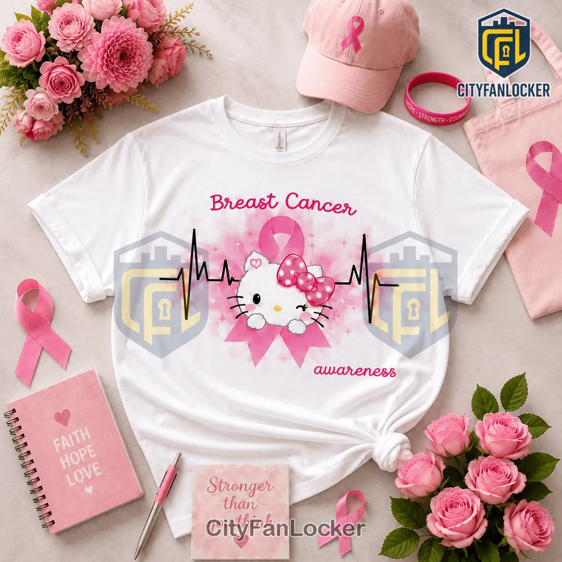Hello Kitty Breast Cancer Awareness Pink T-Shirt