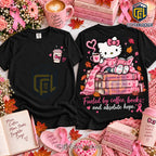 Hello Kitty Breast Cancer Coffee Books Hope Shirt