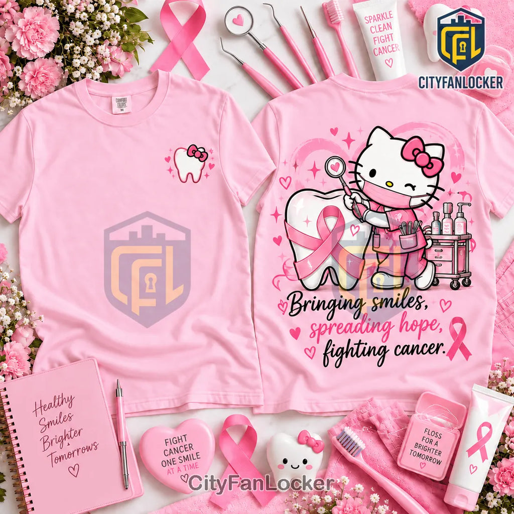 Hello Kitty Dental Hygienist Pink Ribbon Shirt
