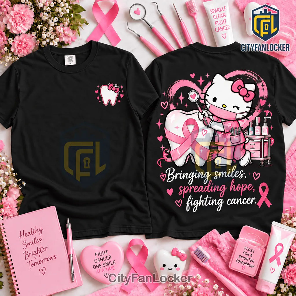 Hello Kitty Dental Hygienist Pink Ribbon Shirt