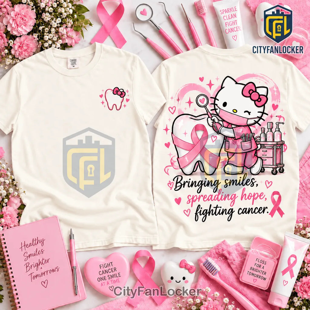 Hello Kitty Dental Hygienist Pink Ribbon Shirt