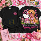 Hello Kitty Golden Retriever Pink Breast Cancer Shirt