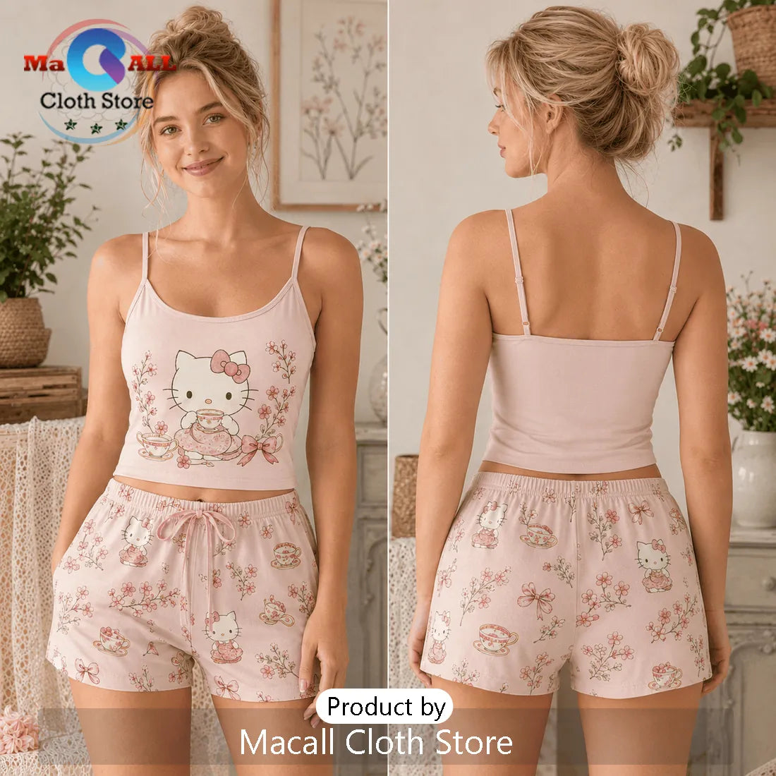 Hello Kitty Illustrated Tank and Shorts Loungewear Set