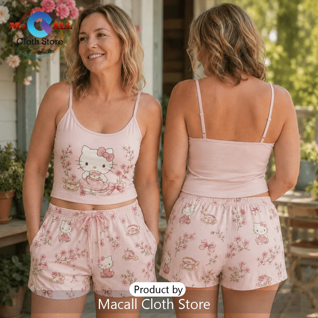 Hello Kitty Illustrated Tank and Shorts Loungewear Set