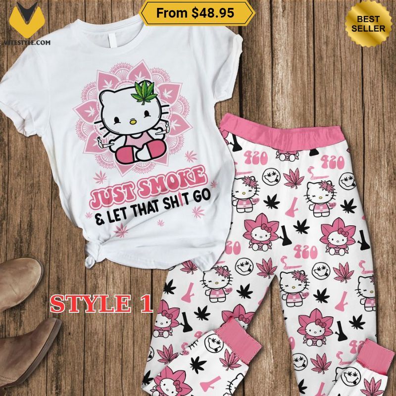 Hello Kitty Let That Shit Go Weed Pajamas Set