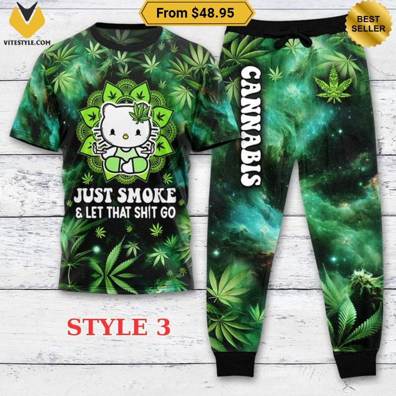 Hello Kitty Let That Shit Go Weed Pajamas Set