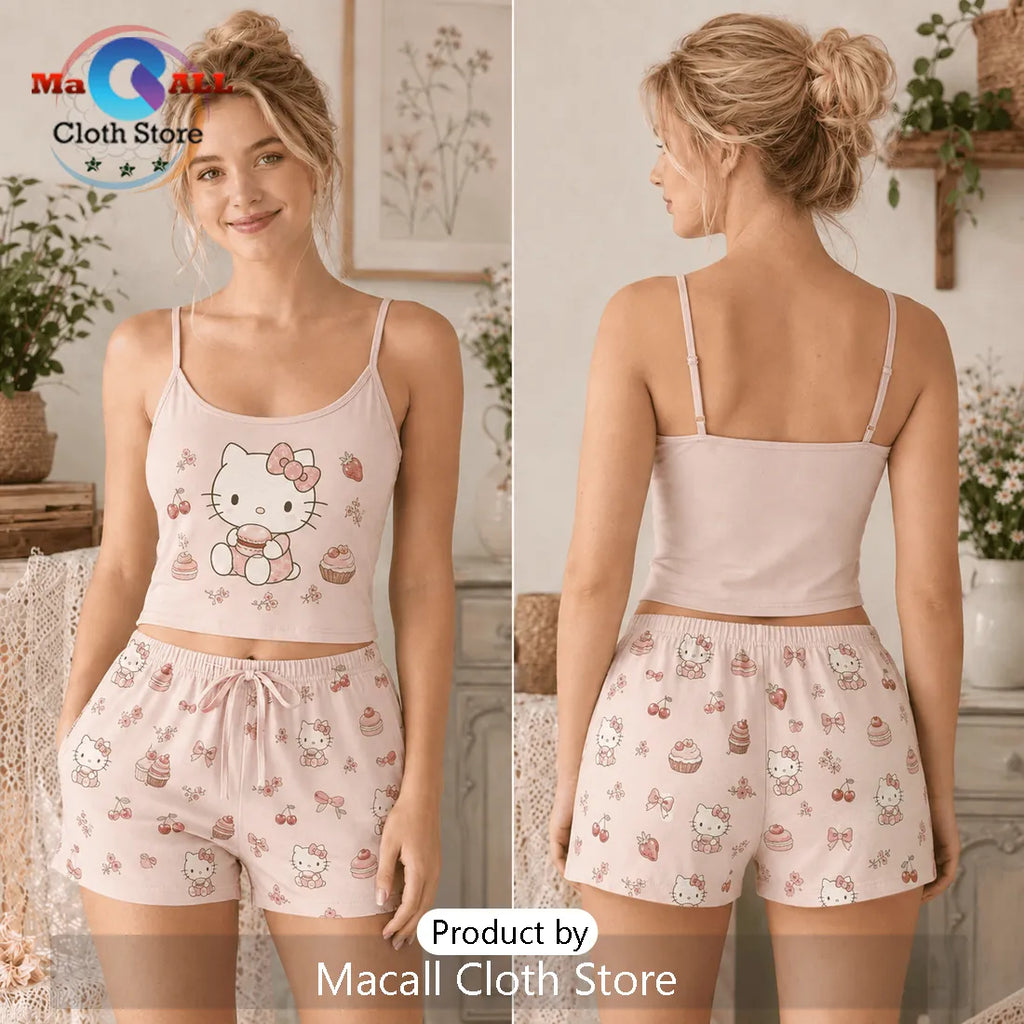 Hello Kitty Pink Aesthetic Pajama Loungewear Set