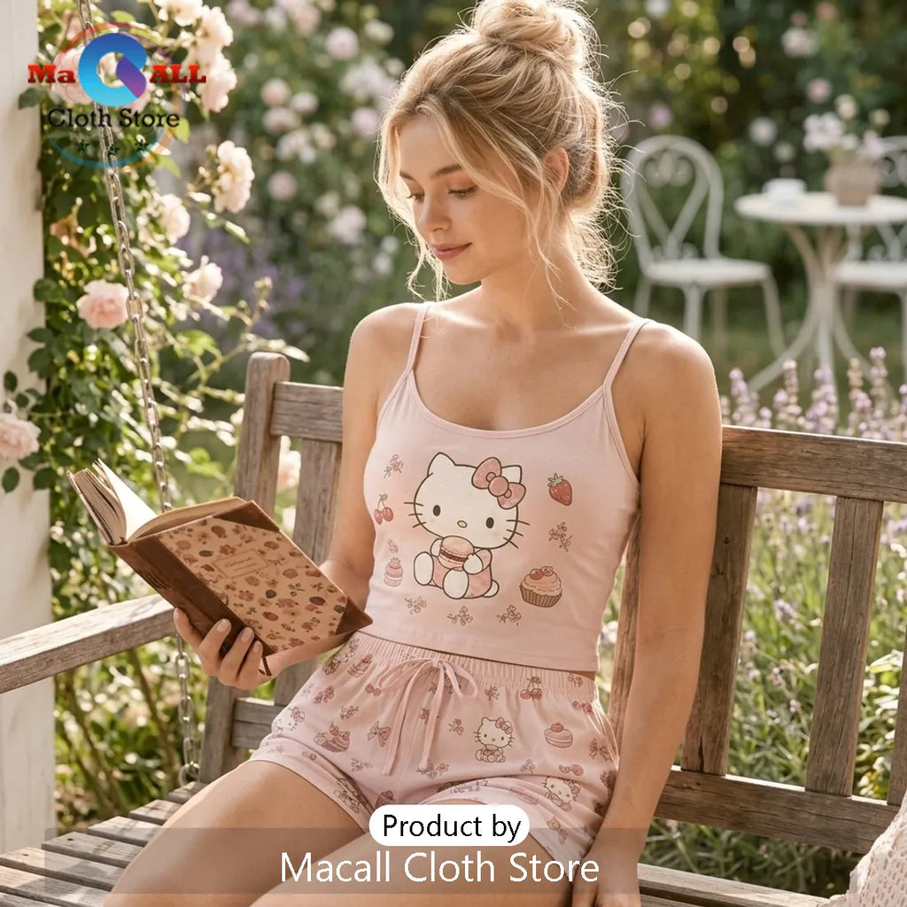 Hello Kitty Pink Aesthetic Pajama Loungewear Set
