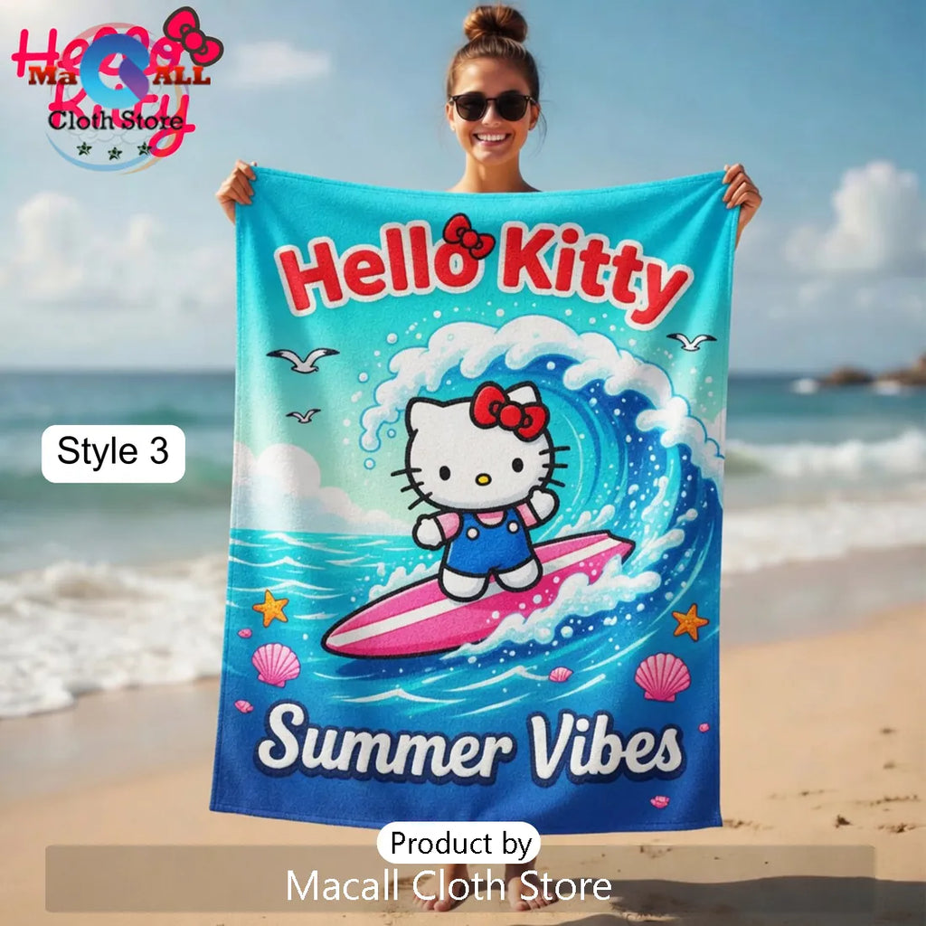 Hello Kitty Sanrio Friends Summer Vibes Beach Towel for Kids & Adults