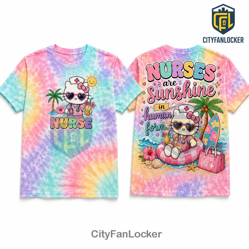 Hello Kitty Summer Nurse Tie Dye T-Shirt
