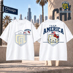 Hello Kitty USA Flag Printed Cotton T-Shirt