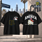 Hello Kitty USA Flag Printed Cotton T-Shirt