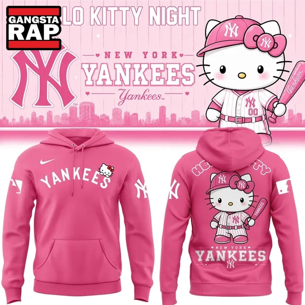 Hello Kitty x New York Yankees 2026 Pink Hoodie T-Shirt