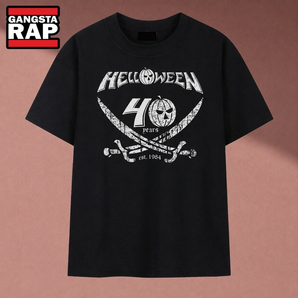 Helloween 40 Years Est 1984 Crossed Swords Band Logo T Shirt, Music 2D Shirt