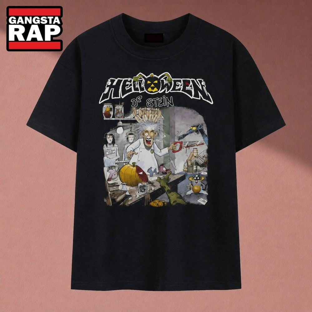 Helloween Dr. Stein Cartoon Single Artwork Graphic T Shirt, Music 2D Shirt