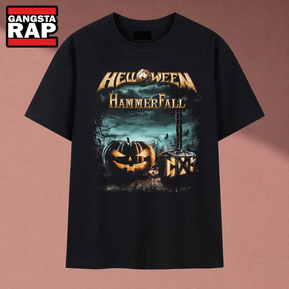 Helloween HammerFall Co Headlining Tour Pumpkin Heavy Metal T Shirt, Music 2D Shirt