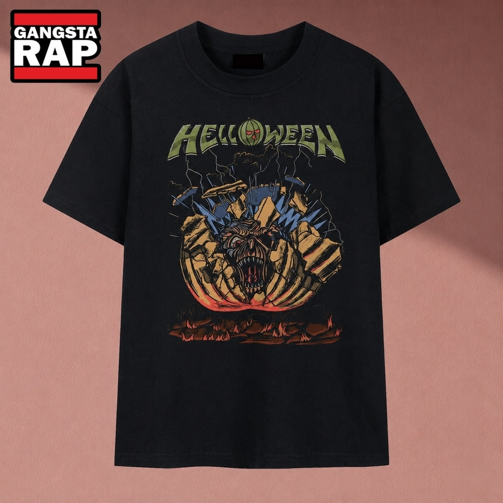 Helloween Pumpkin Monster Burst Heavy Metal Band Graphic T Shirt, Music 2D Shirt