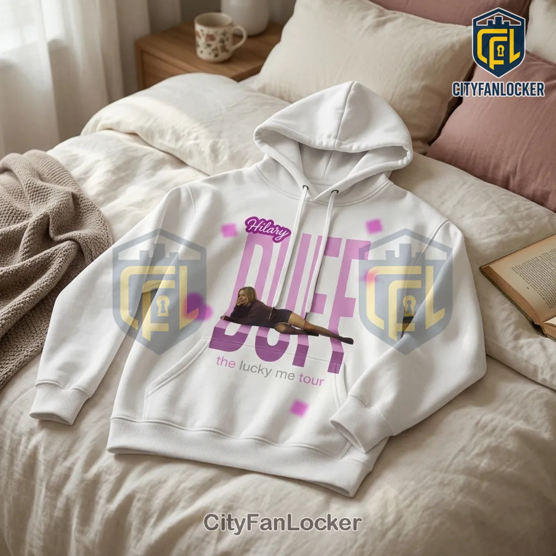 Hilary Duff The Lucky Me Tour Pink Butterfly White Hoodie