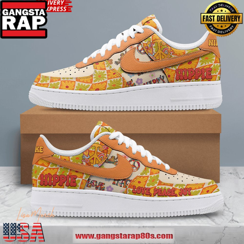 Hippie Love Peace Joy Limited Edition Air Force 1 Running Sneakers Shoes