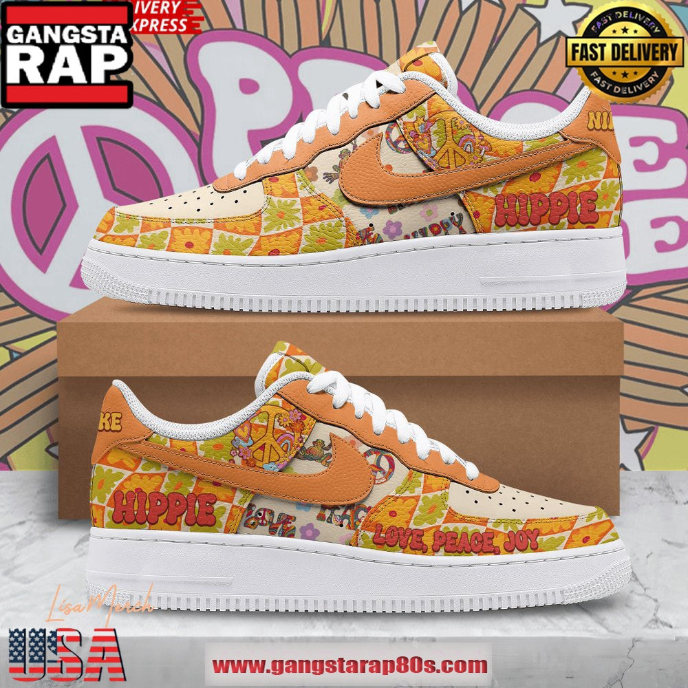 Hippie Love Peace Joy Limited Edition Air Force 1 Running Sneakers Shoes