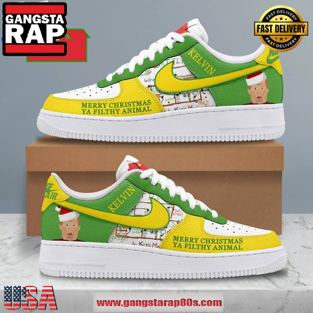 Home Alone Kelvin Merry Christmas Air Force 1 Running Sneakers Shoes