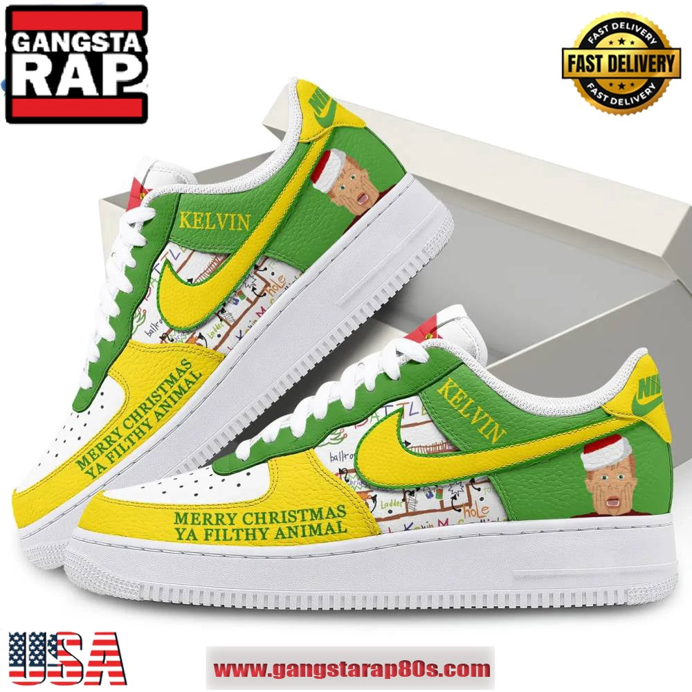 Home Alone Kelvin Merry Christmas Air Force 1 Running Sneakers Shoes