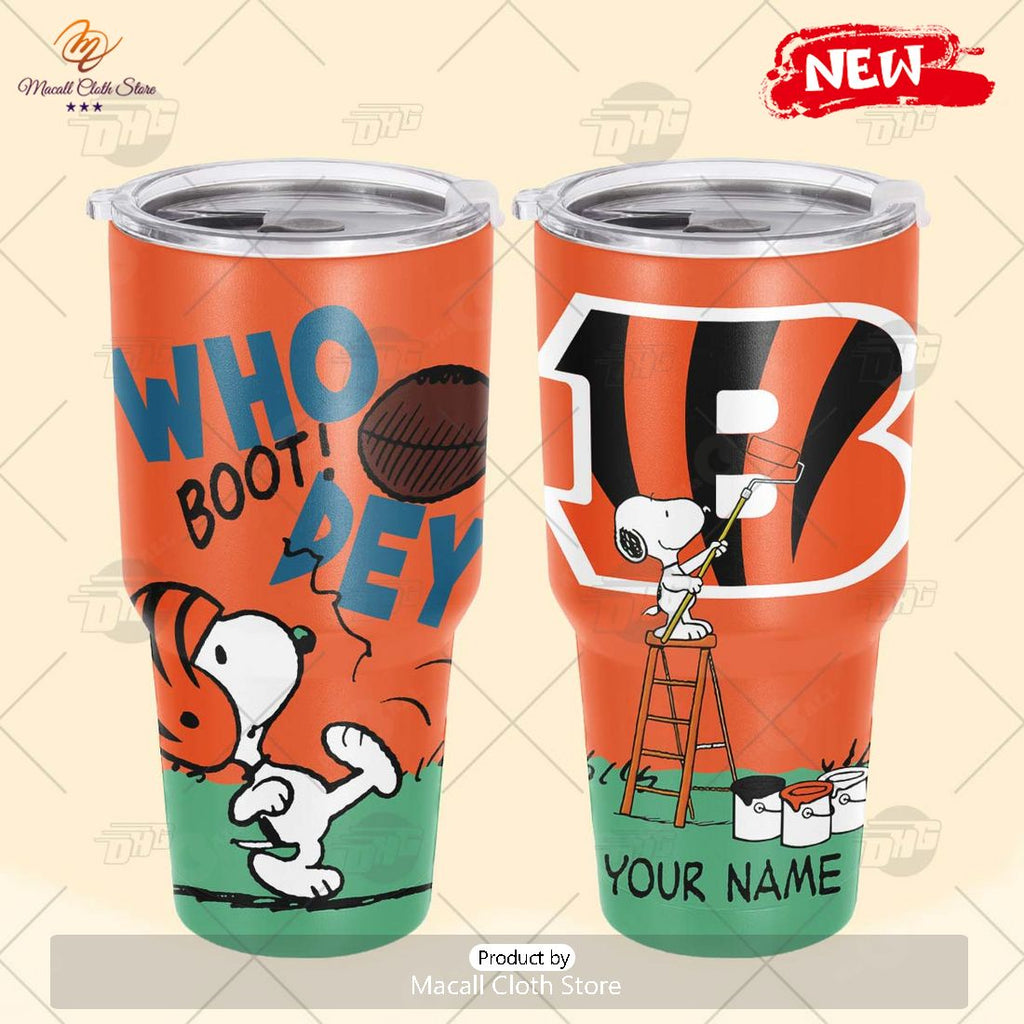 HOT Personalize NFL Cincinnati Bengals Snoopy Stainless Steel Tumbler