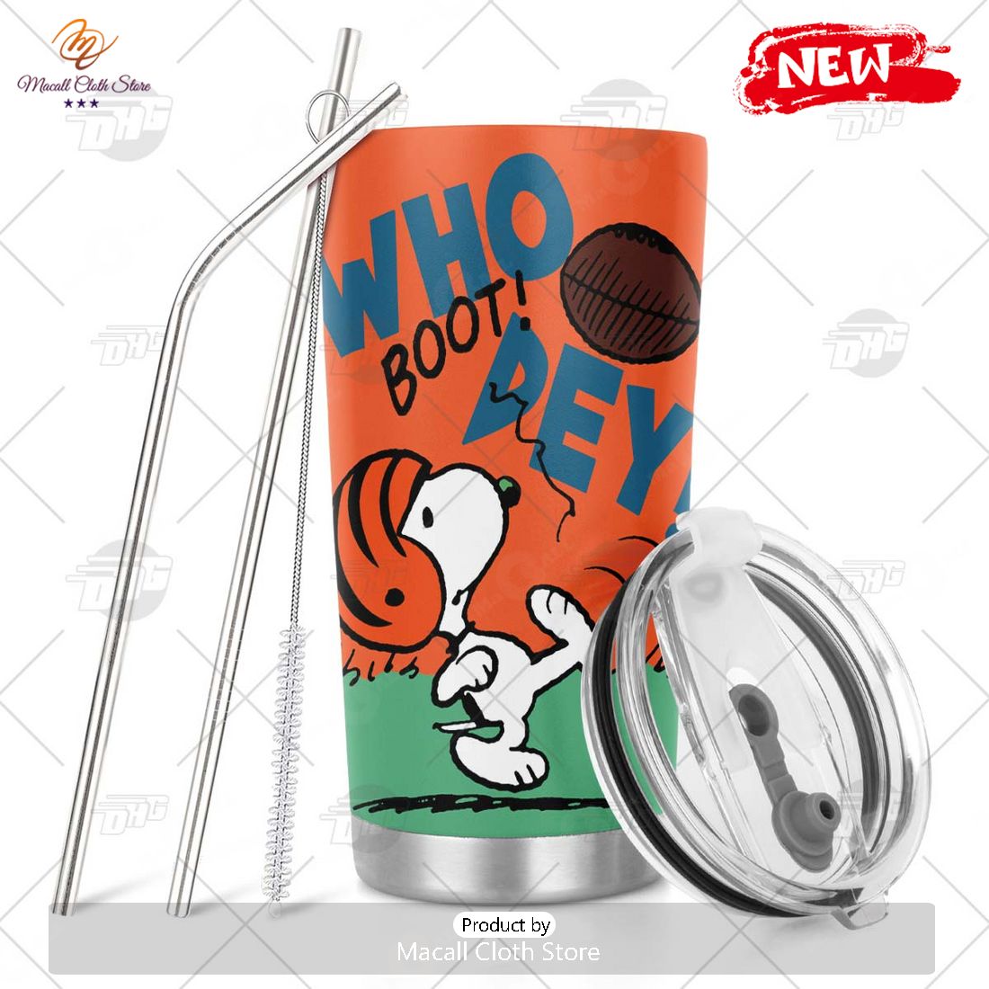 HOT Personalize NFL Cincinnati Bengals Snoopy Stainless Steel Tumbler