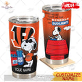 HOT Personalized NFL Cincinnati Bengals Snoopy BUD LIGHT Beer Lover Stainless Steel Tumbler