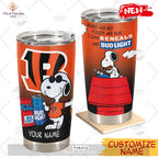 HOT Personalized NFL Cincinnati Bengals Snoopy BUD LIGHT Beer Lover Stainless Steel Tumbler