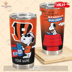 HOT Personalized NFL Cincinnati Bengals Snoopy BUD LIGHT Beer Lover Stainless Steel Tumbler