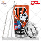 HOT Personalized NFL Cincinnati Bengals Snoopy BUD LIGHT Beer Lover Stainless Steel Tumbler
