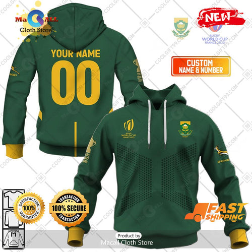 HOT Personalized Rugby World Cup 2023 Springboks South Africa Rugby Home Jersey Hoodie Sweatshirt 3D