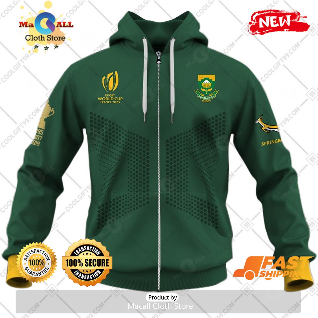 HOT Personalized Rugby World Cup 2023 Springboks South Africa Rugby Home Jersey Hoodie Sweatshirt 3D