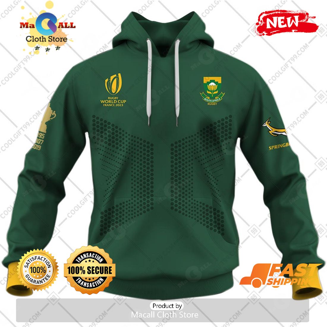 HOT Personalized Rugby World Cup 2023 Springboks South Africa Rugby Home Jersey Hoodie Sweatshirt 3D