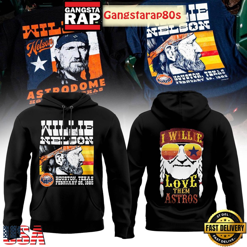 Houston Astros Country Vibes Willie Nelson Unisex Hoodie