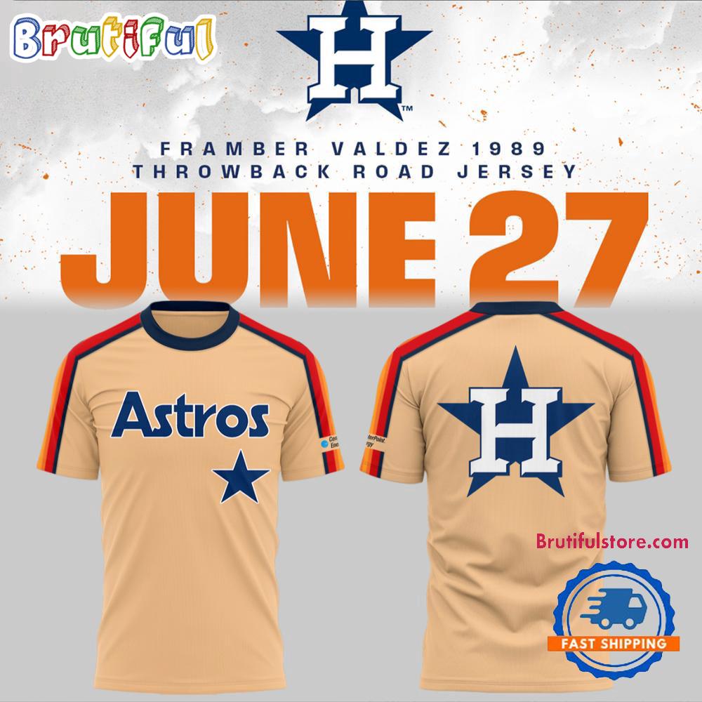 Houston Astros Framber Valdez Throwback Road 3D Shirt