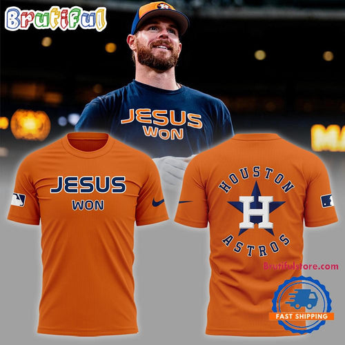 Houston Astros MLB 2024 Orange Jesus Won T Shirt